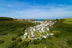 porth ths beach touring park stunning aerial shot looking out to sea